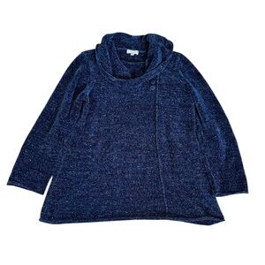 Habitat Chenille Sweater Cowl Neck Blue Artsy Casual Lagenlook Size Medium
